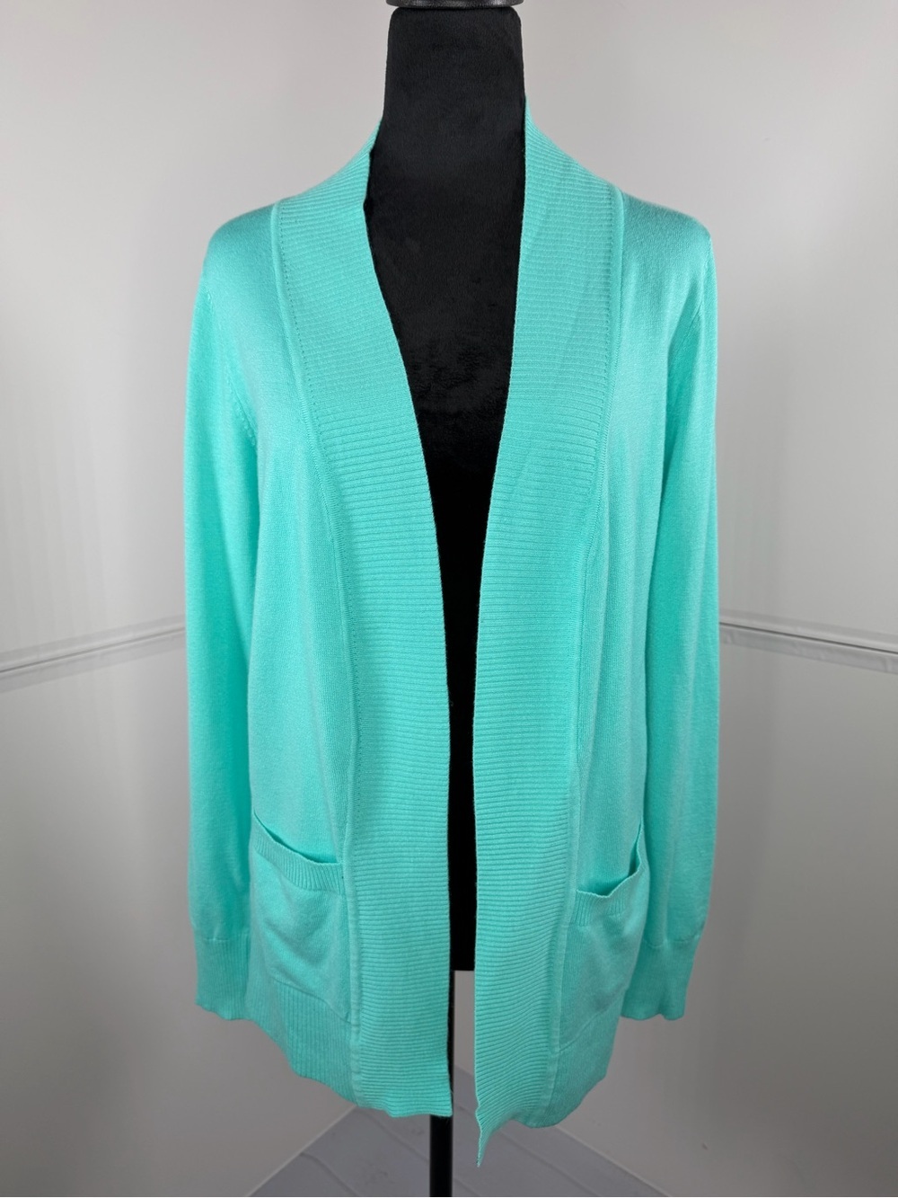 Cielo Turquoise Open Front Cardigan Sweater Women's Size Medium Lightweight